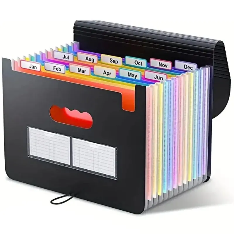 12 Pocket A4 Expanding File Folder Large Capacity Portable Filing Organizer for Classroom and Office