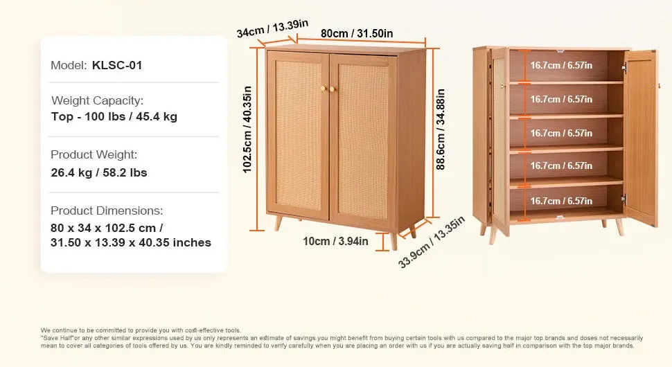 2 Doors Tall Shoe Cabinet With Adjustable Shelves