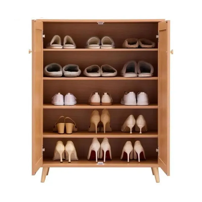 2 Doors Tall Shoe Cabinet With Adjustable Shelves