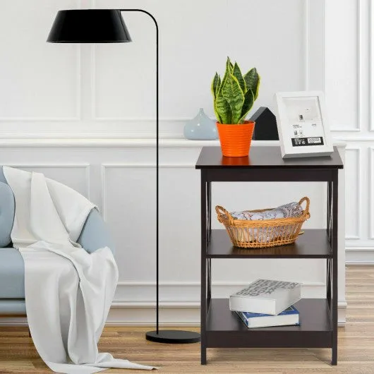 2PCS 3-Tier Display Storage End Table-Espresso