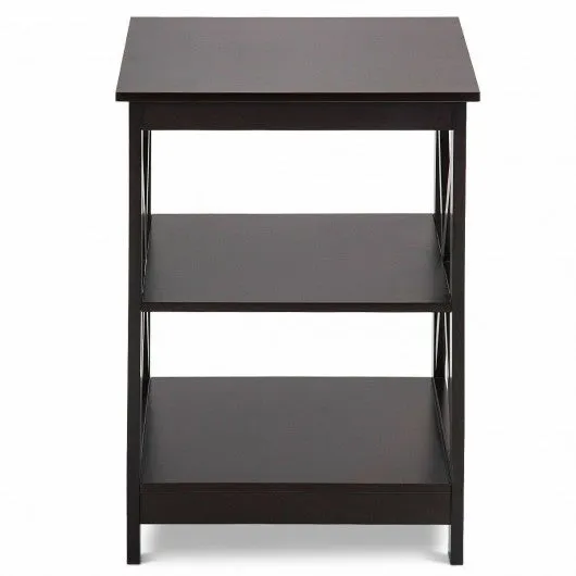 2PCS 3-Tier Display Storage End Table-Espresso