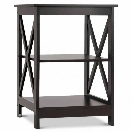 2PCS 3-Tier Display Storage End Table-Espresso