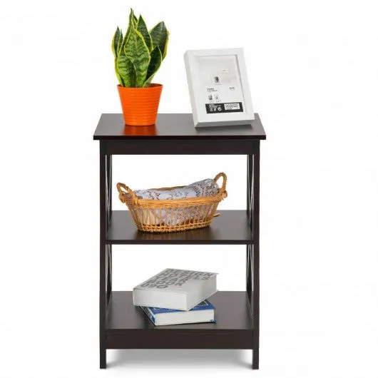 2PCS 3-Tier Display Storage End Table-Espresso