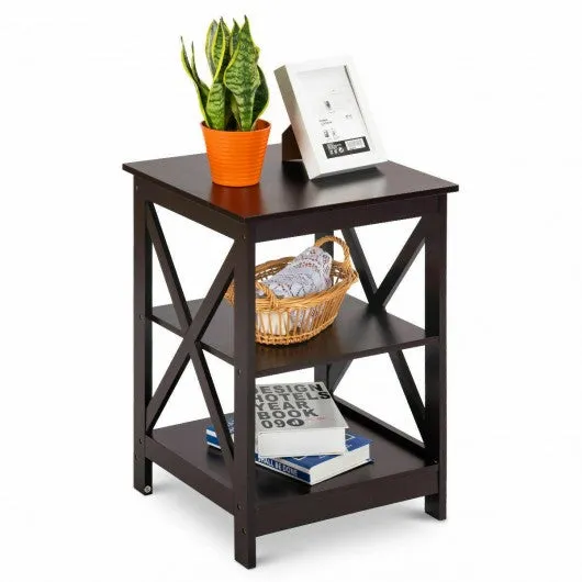 2PCS 3-Tier Display Storage End Table-Espresso