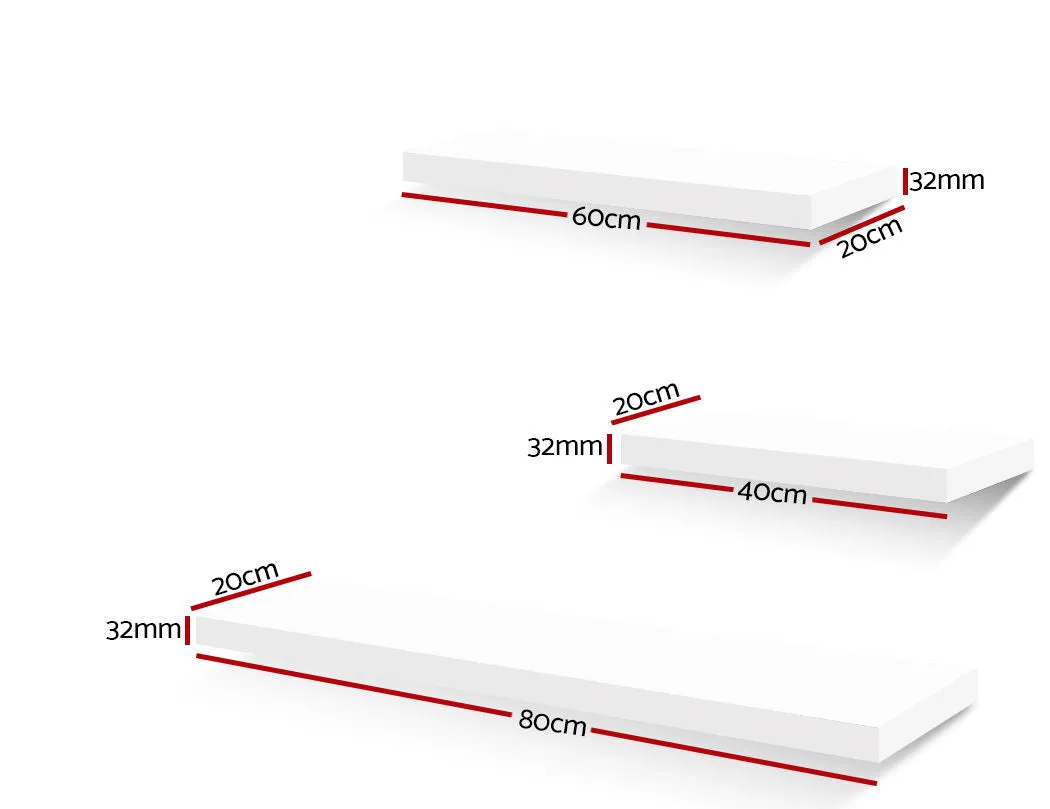 3-piece Floating Wall Shelves - White