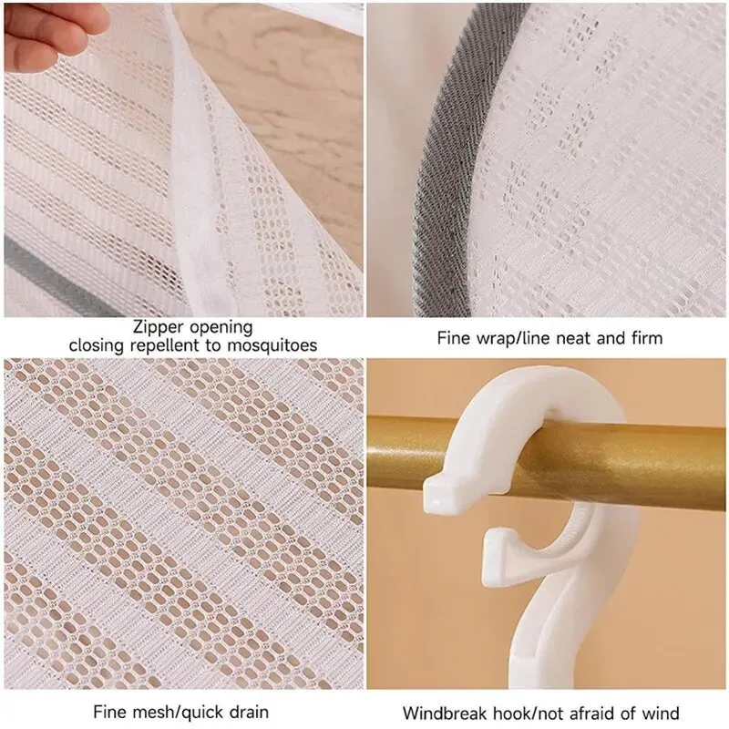 3 Tier Portable Mesh Hanging Dryer for Clothes Herbs Fruits Flowers Vegetables Fish Dolls