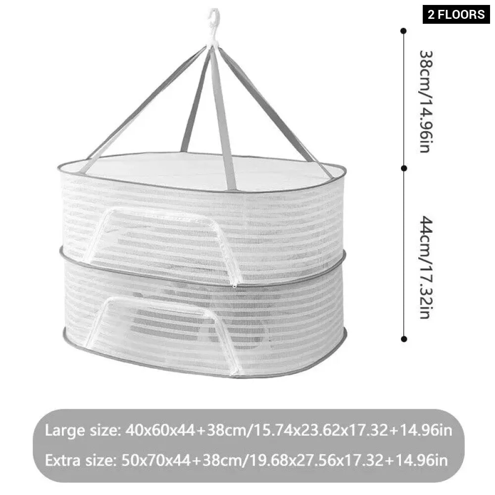 3 Tier Portable Mesh Hanging Dryer for Clothes Herbs Fruits Flowers Vegetables Fish Dolls