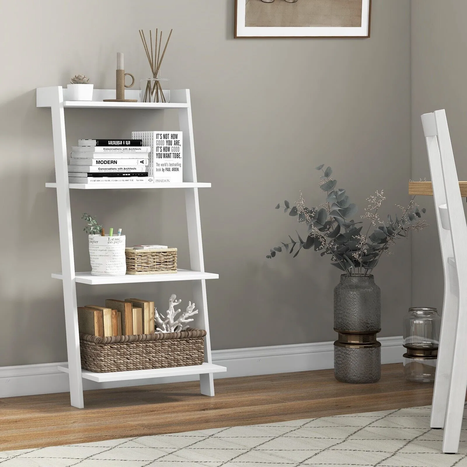 4-Tier Ladder Shelf with Anti-Toppling Device