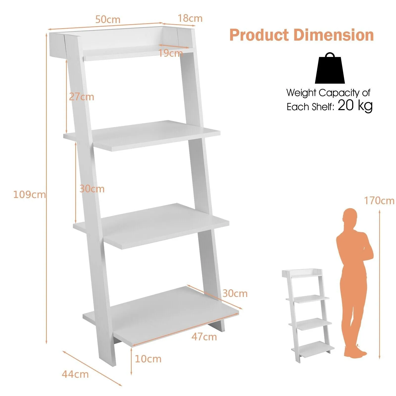 4-Tier Ladder Shelf with Anti-Toppling Device