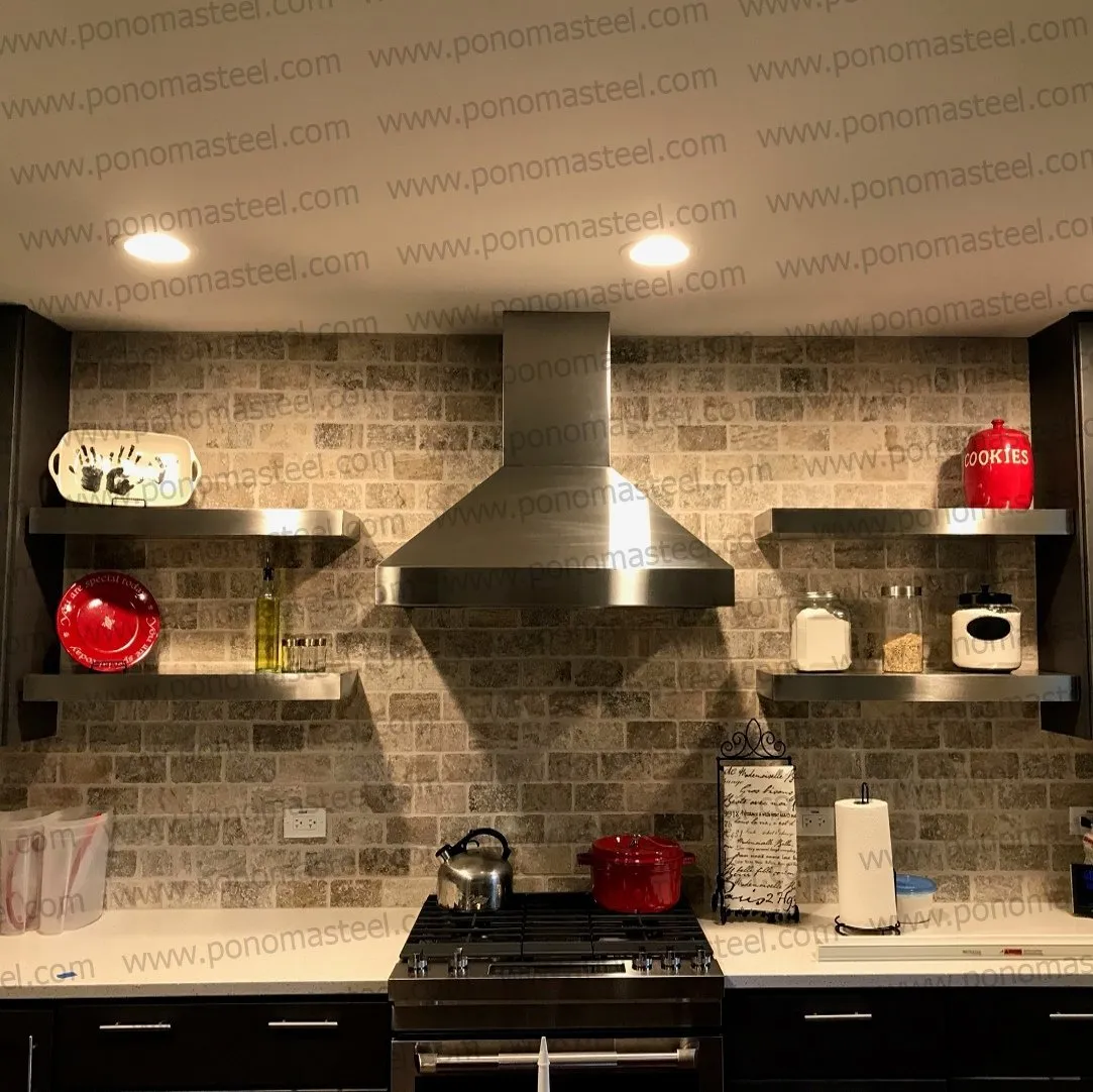 48"x12"x2.5" (cm.121.9x30.5x6.4) brushed stainless steel floating shelf