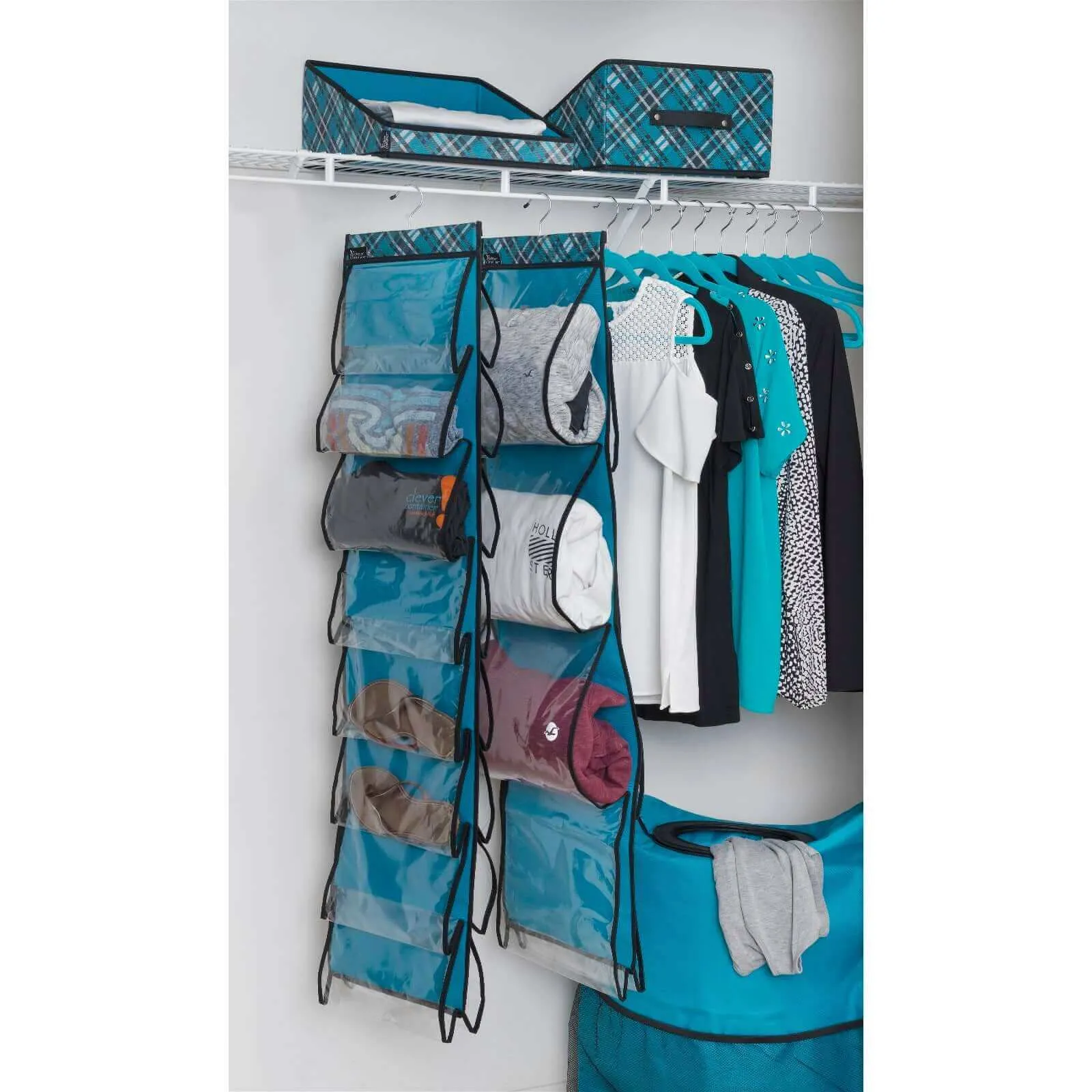 8-Pocket Cubby - Teal Plaid