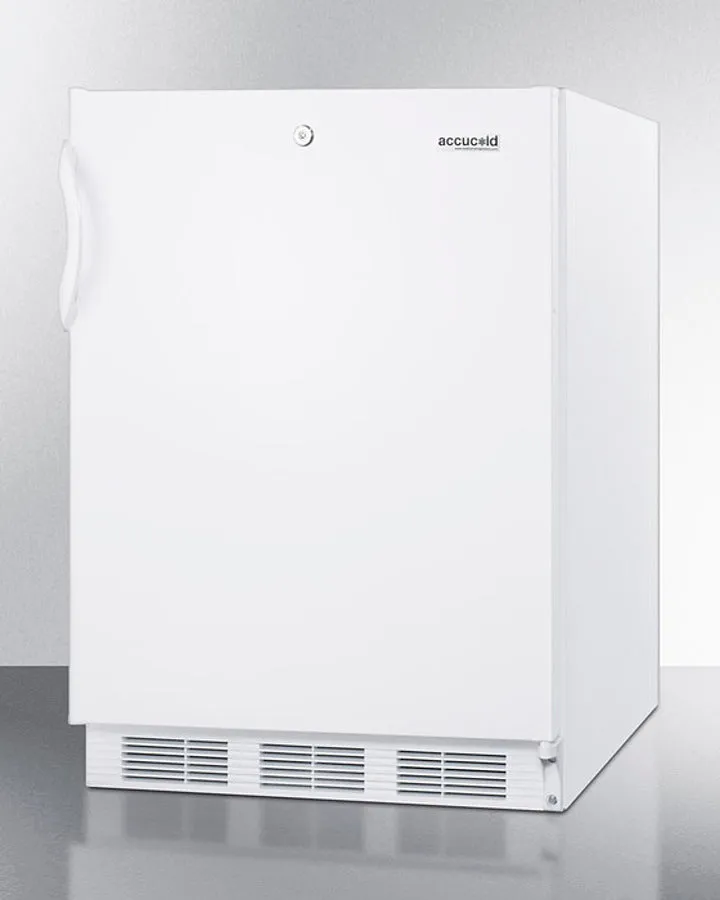 Accucold 24" Wide Built-In All-Refrigerator Fully Finished White Cabinet