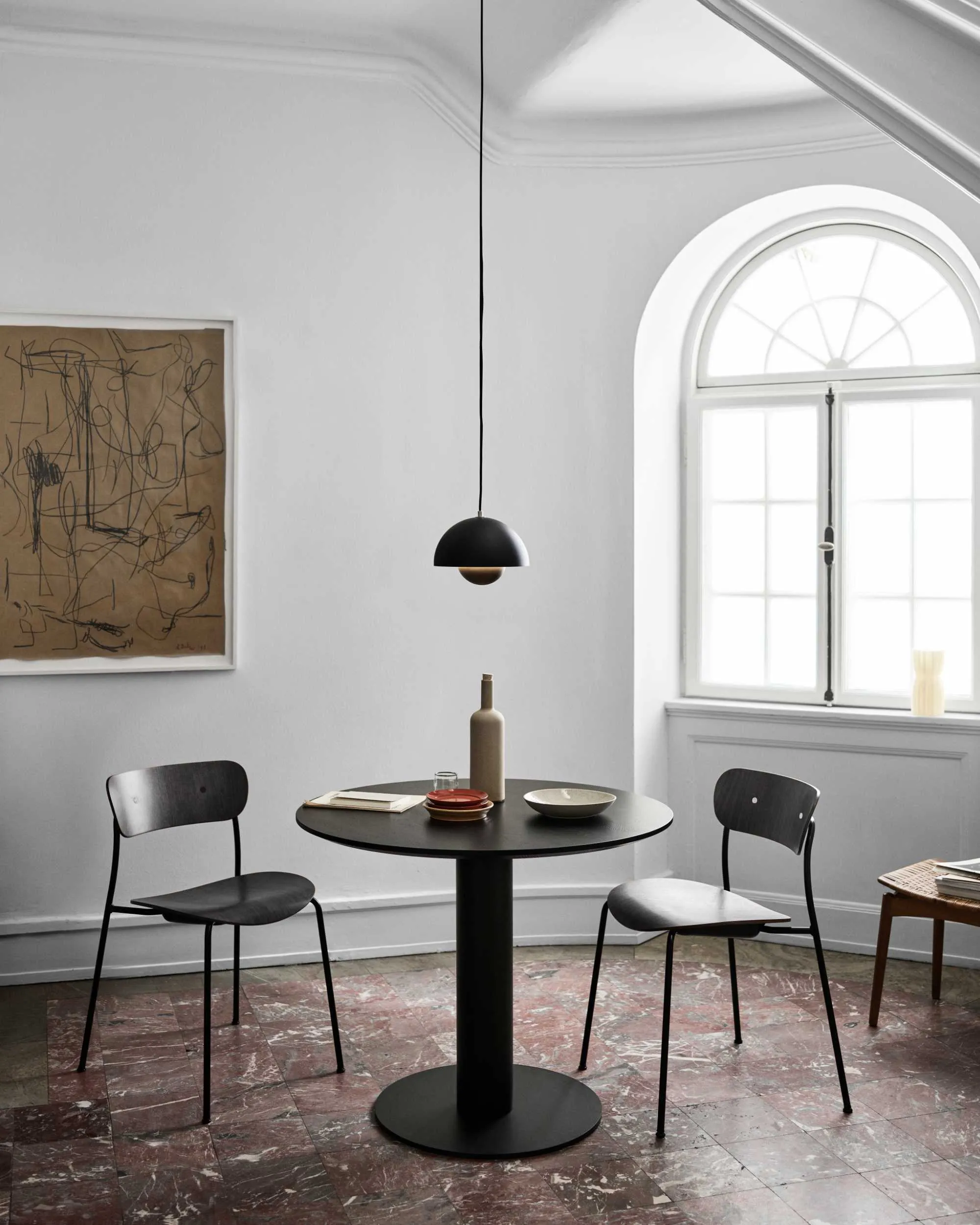 &Tradition Pavilion AV1 chair, black lacquered oak/black/matt brass