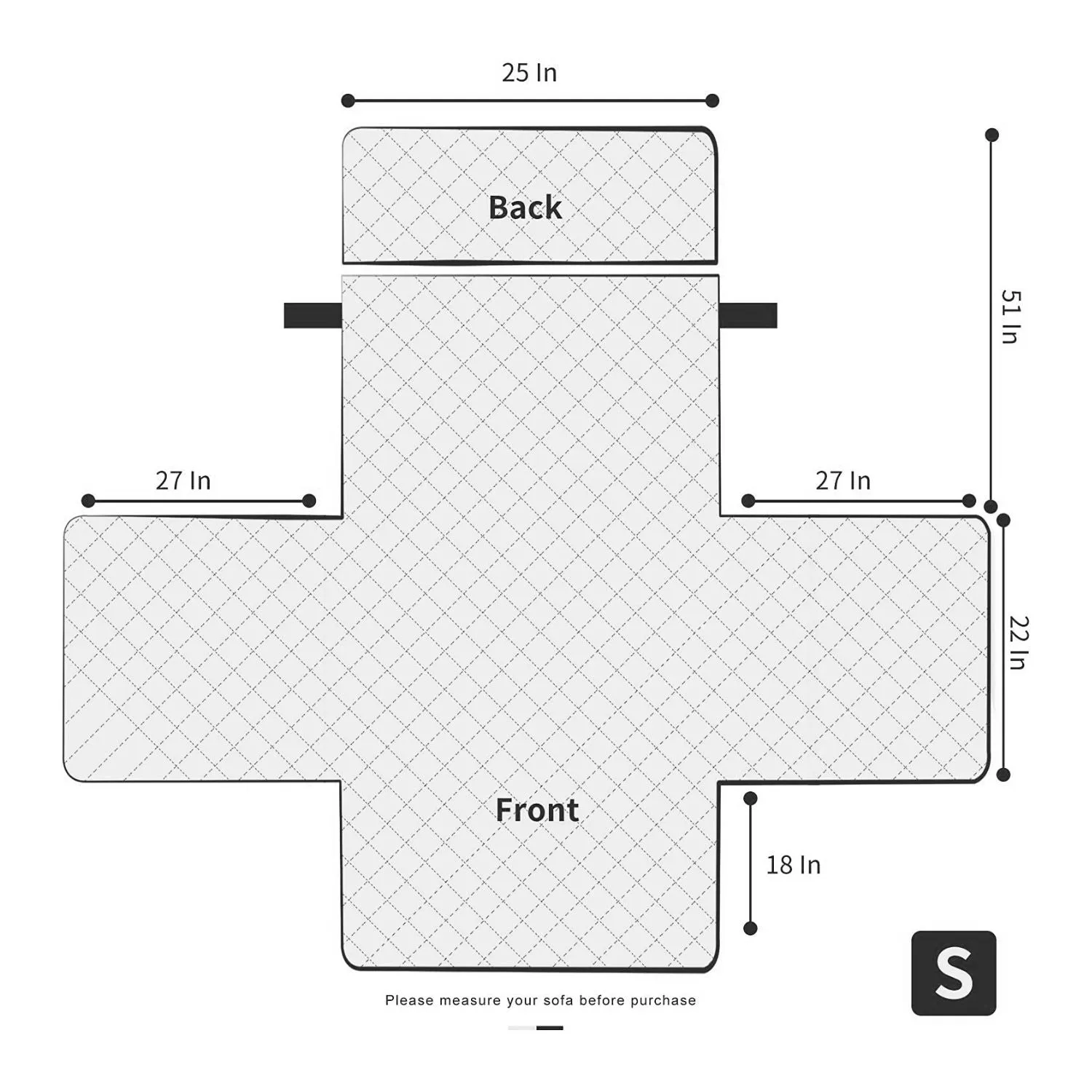 Anti-Slip Pet Sofa Recliner Cover with Pocket, S Size, Light Grey