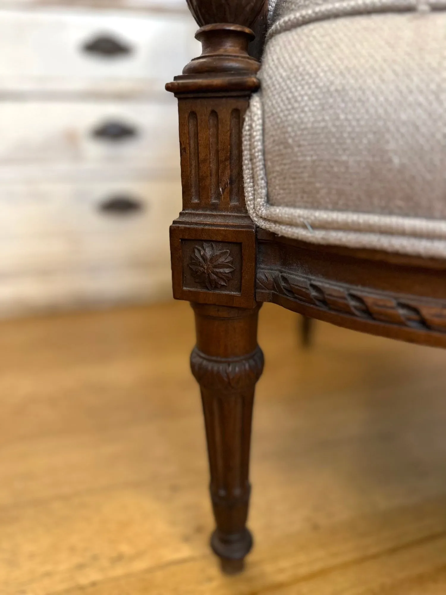 Antique French Three Piece Walnut Duchess Suite