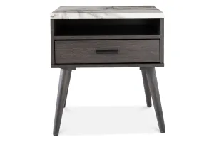 Aspen Bedside Locker | Marble Effect Top | 1 Drawer