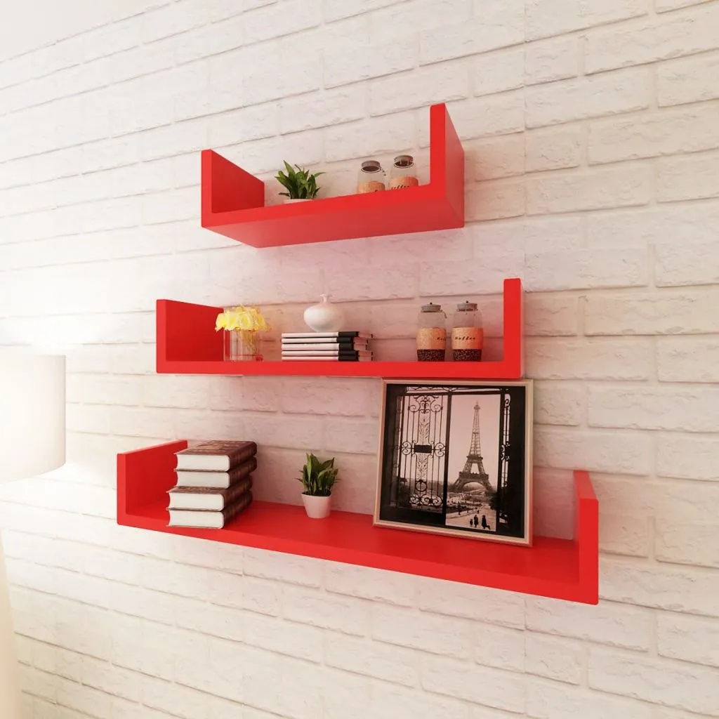 Black Wall Shelves Set of 6