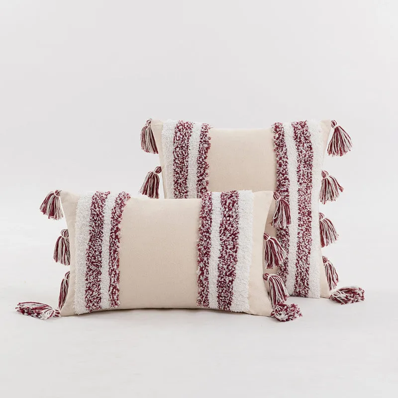 Boho Chic Tufted Sofa Cushion Cover with Tassels