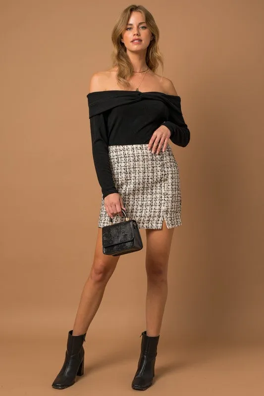 Boucle Tweed Mini Skirt