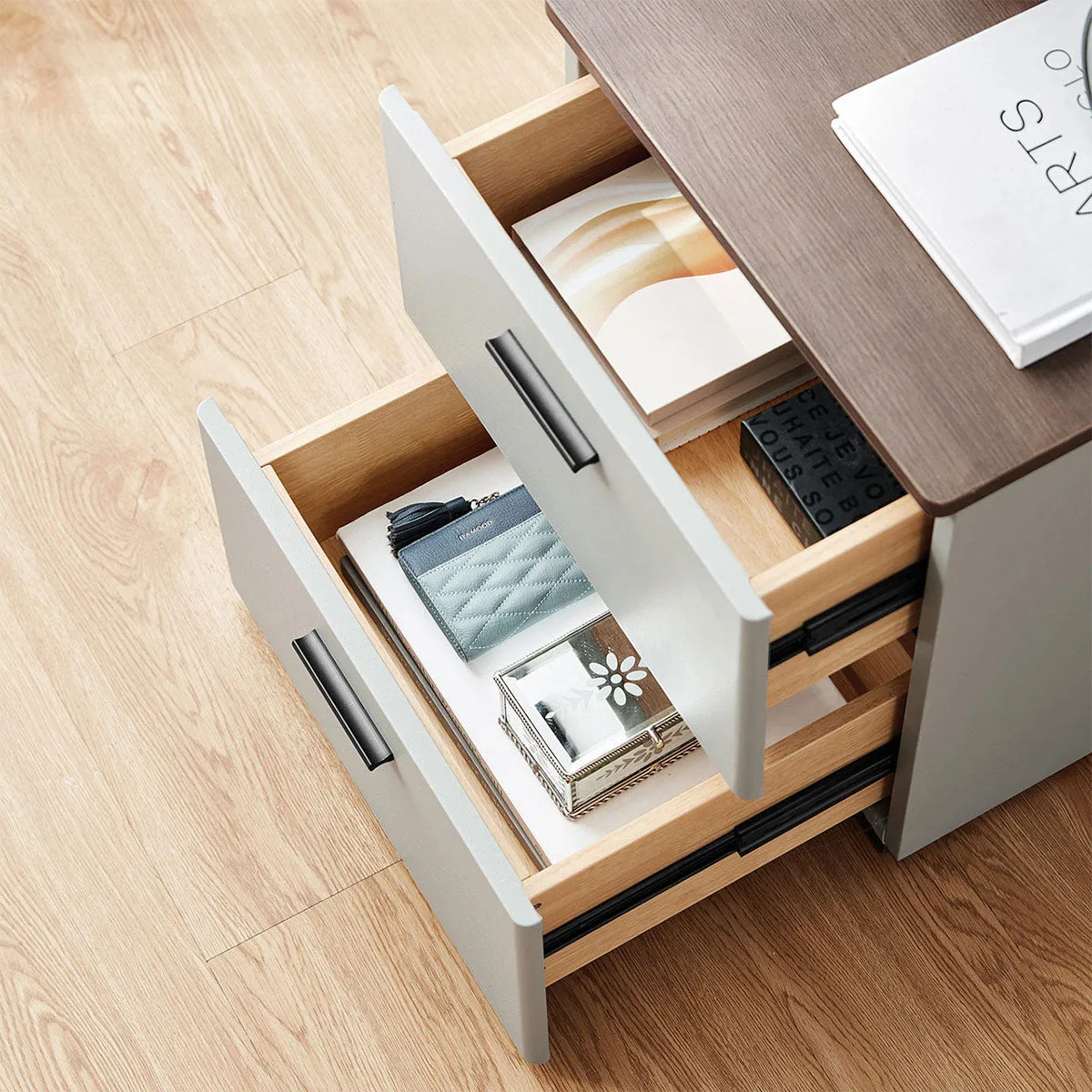 Cappuccino 2 Drawer Taupe Bedside Table