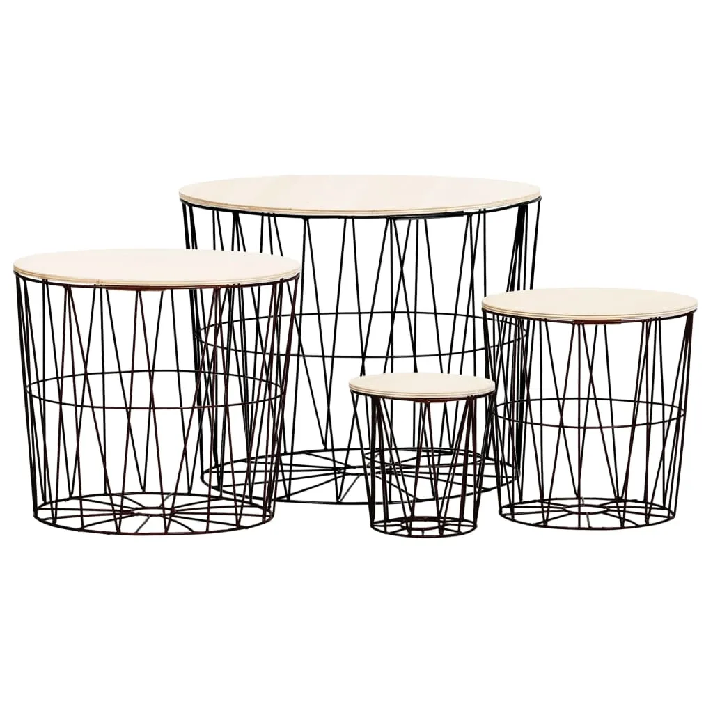 Coffee Table 4 pcs Black