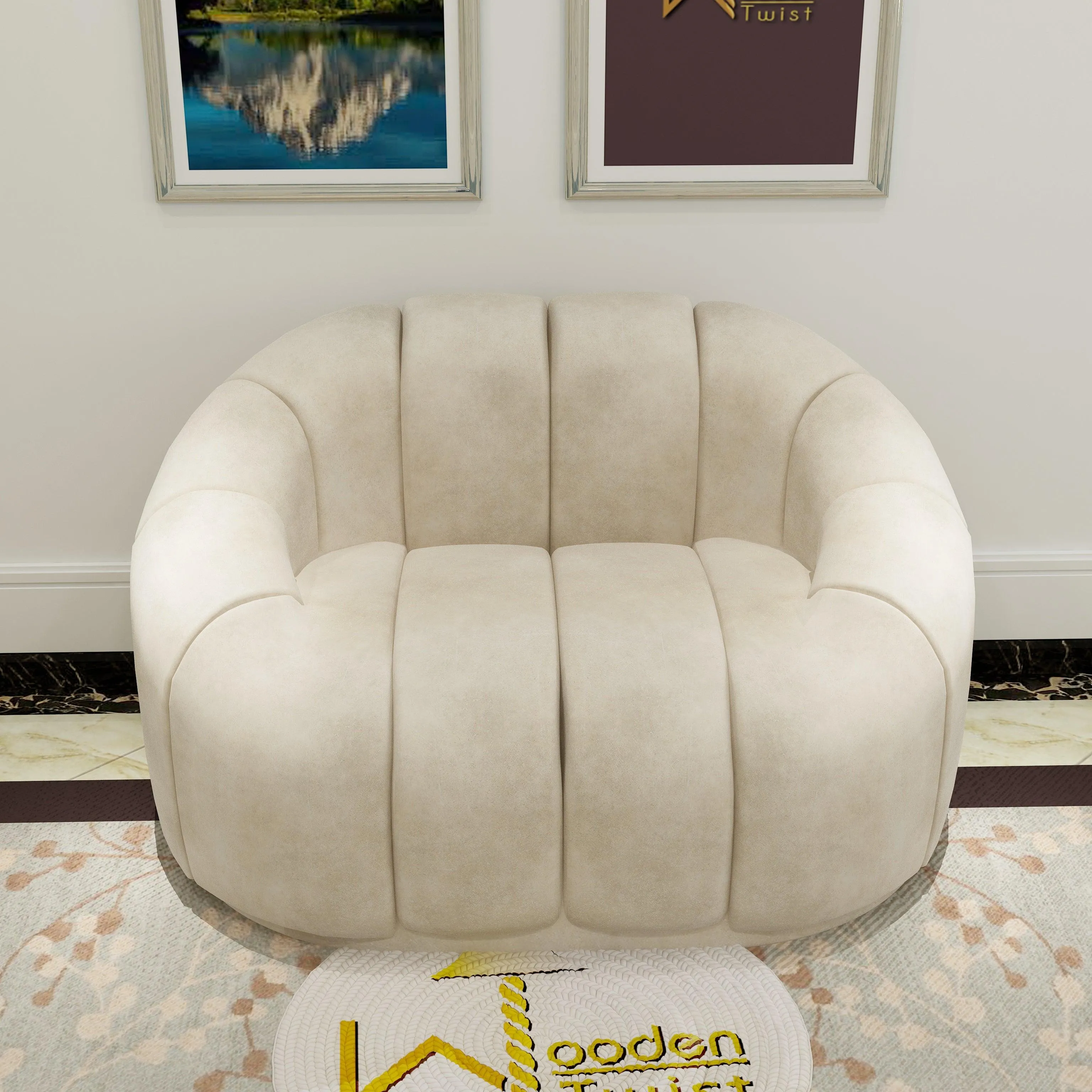 Collin Modern Oval Shape Single Seater Sofa