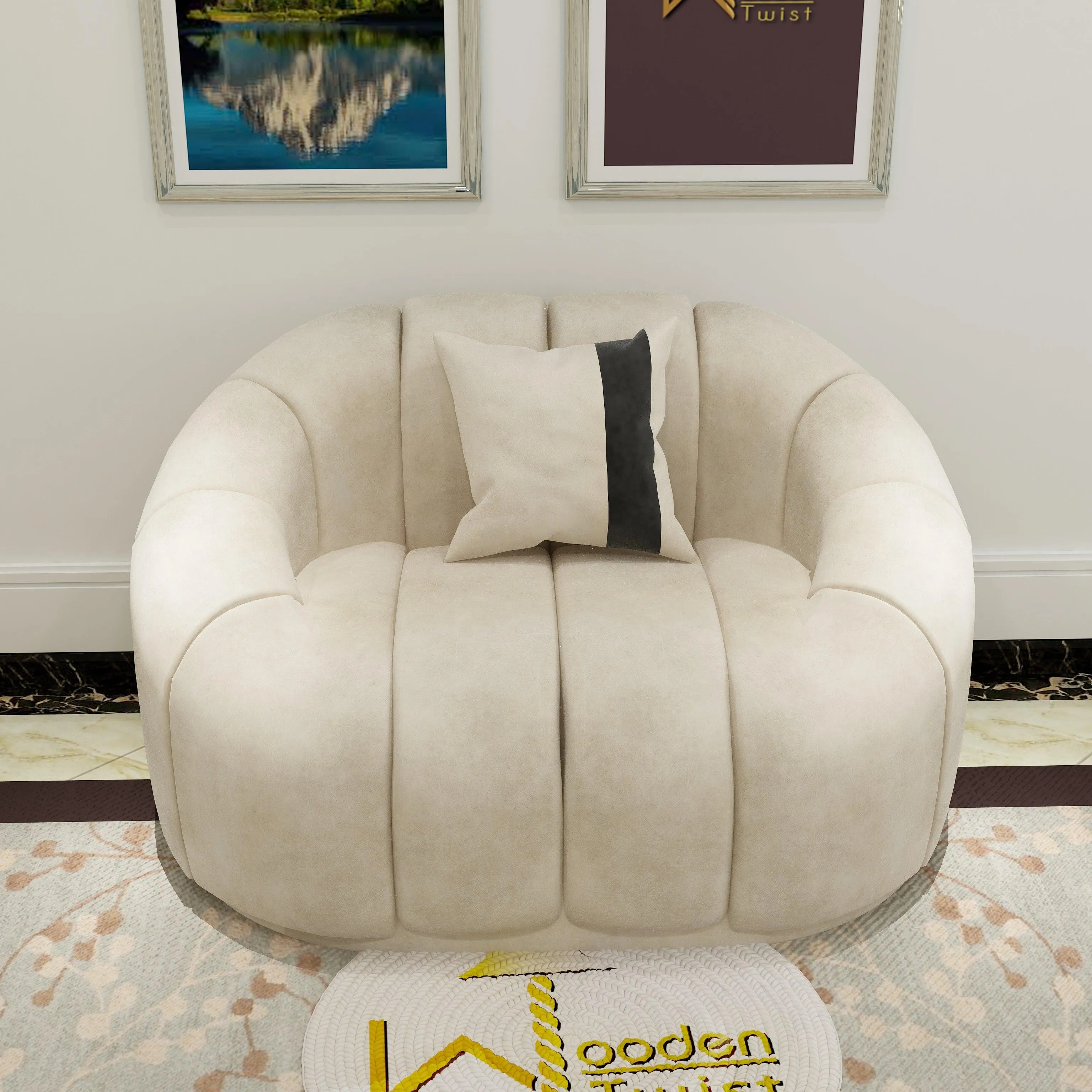 Collin Modern Oval Shape Single Seater Sofa