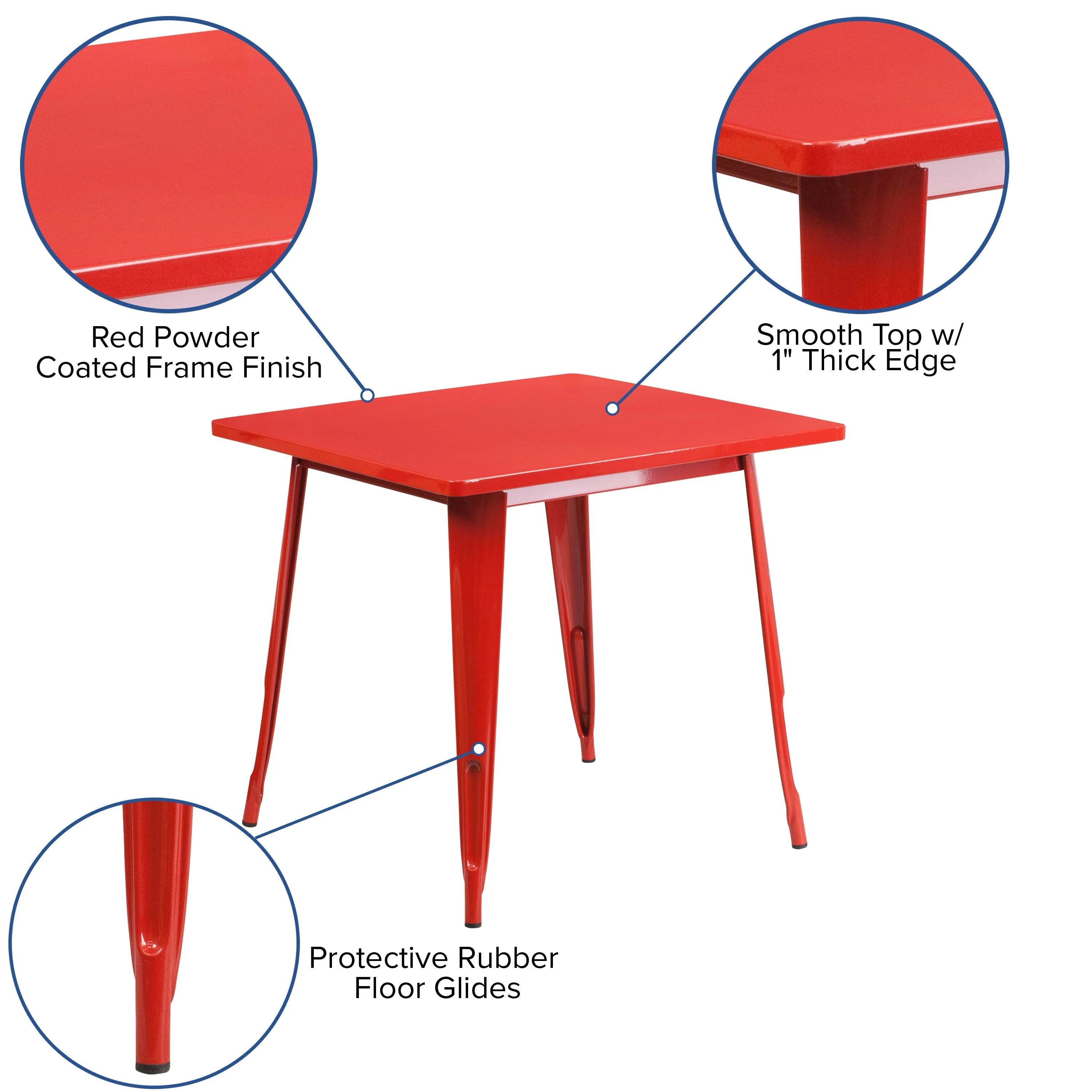 Commercial Grade 31.5" Square Metal Indoor-Outdoor Table