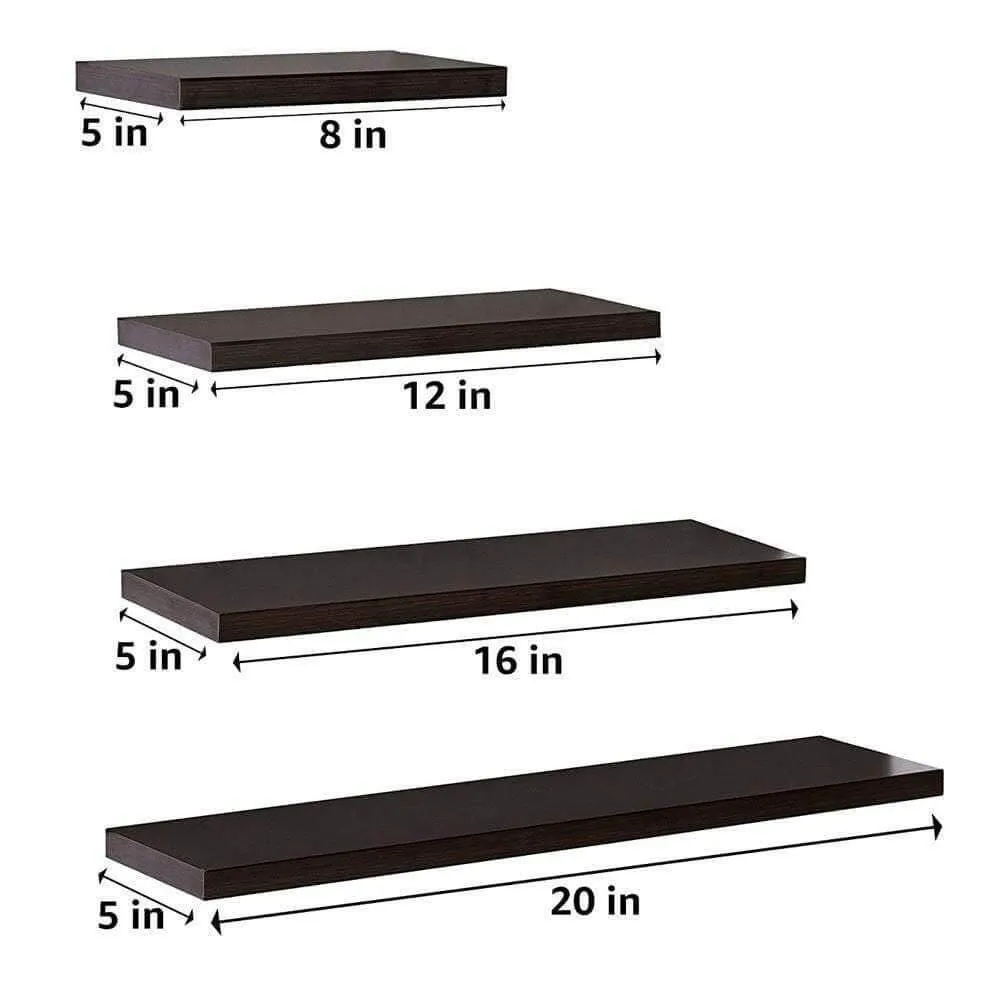 Delta S1 Decor Wall Shelf Racks, Set of 4, Wenge