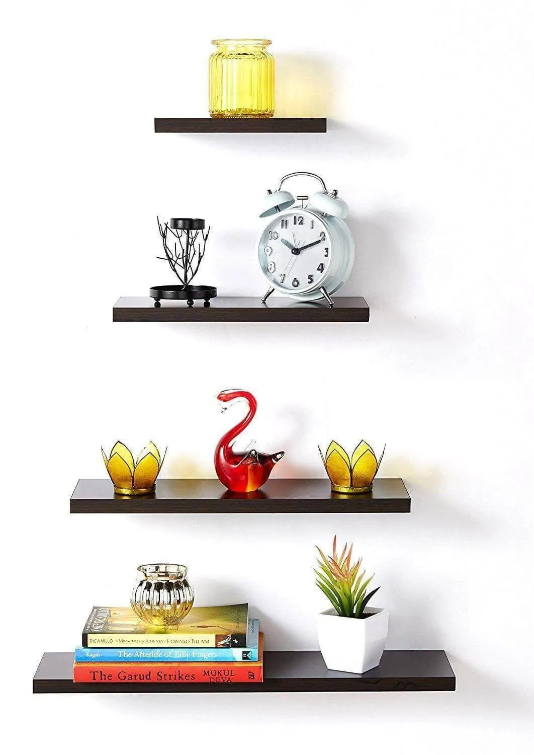 Delta S1 Decor Wall Shelf Racks, Set of 4, Wenge