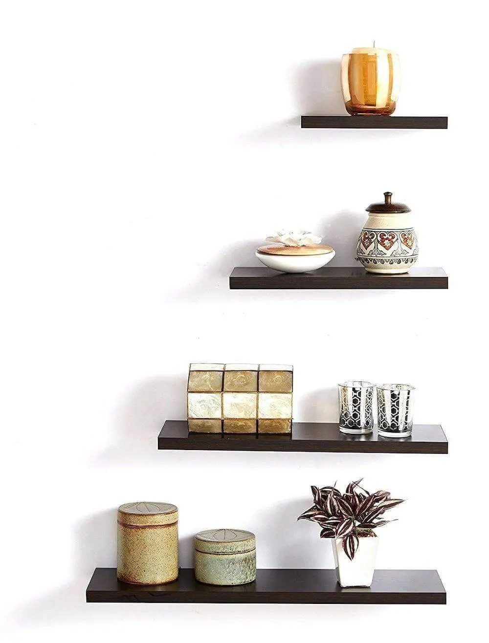 Delta S1 Decor Wall Shelf Racks, Set of 4, Wenge