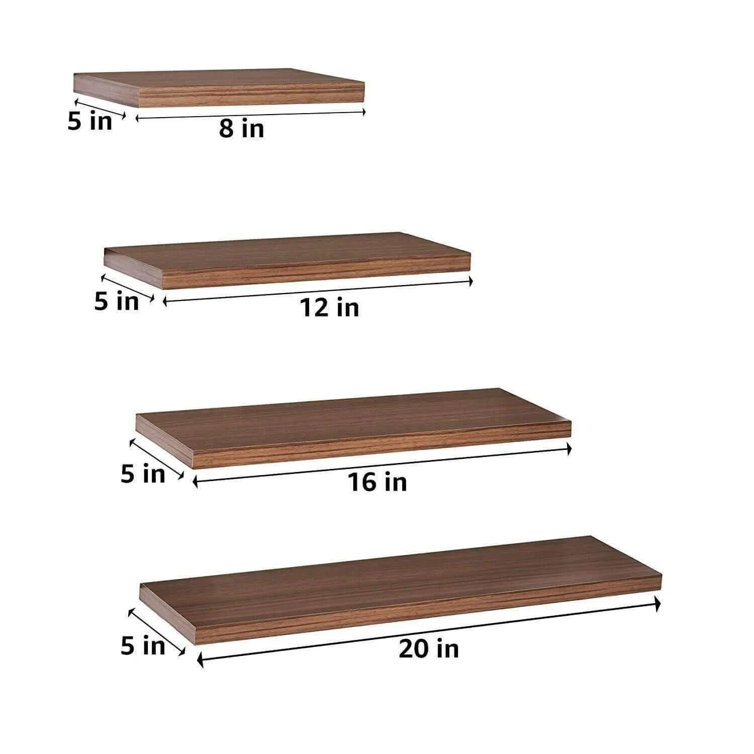 Delta S1 Home Decor Wall Shelves, Set of 4, Walnut