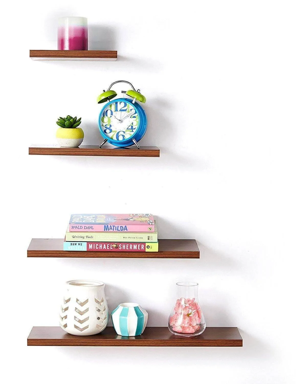 Delta S1 Home Decor Wall Shelves, Set of 4, Walnut