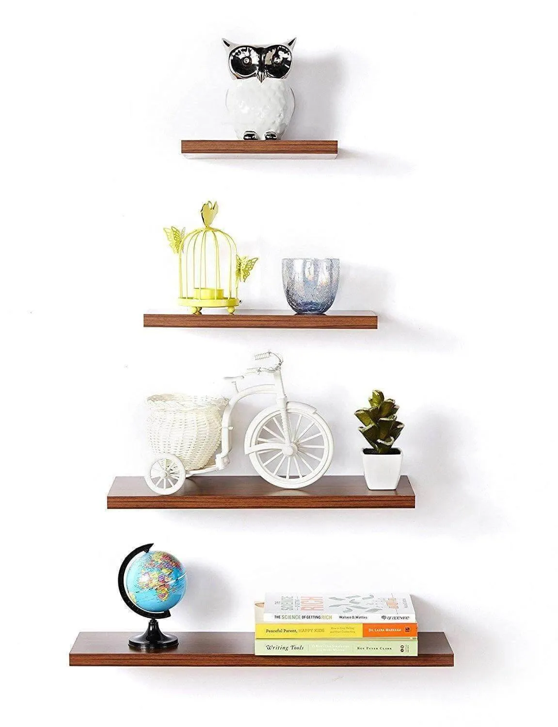 Delta S1 Home Decor Wall Shelves, Set of 4, Walnut