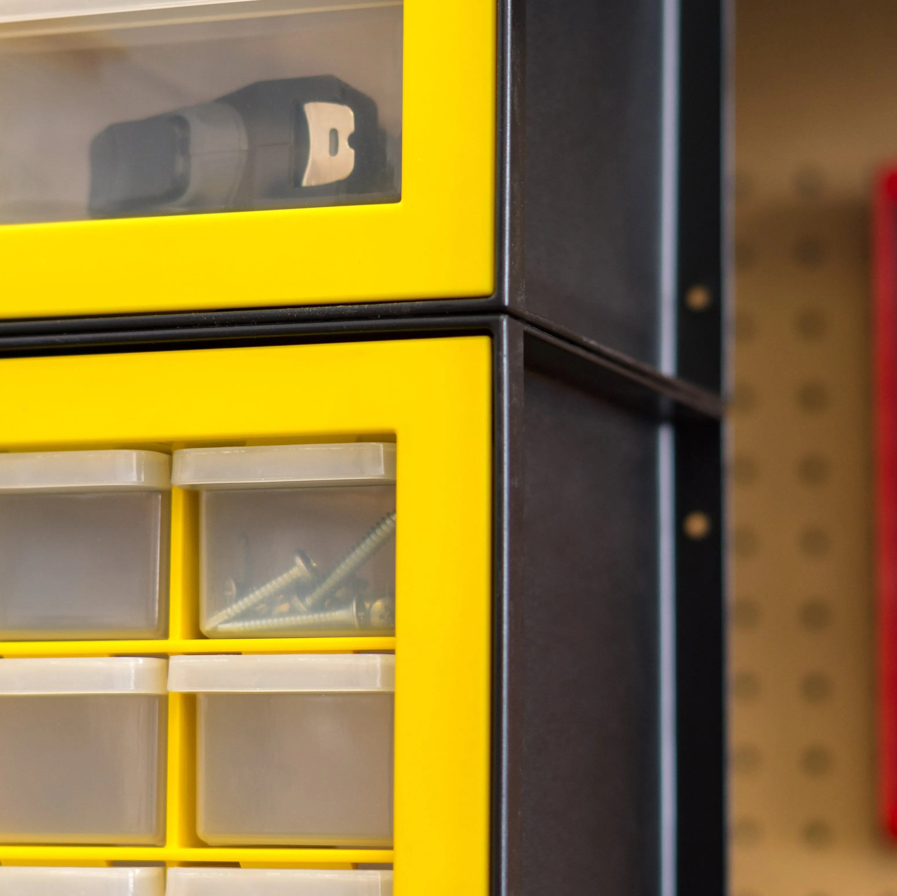 Drawer Parts Cabinet, Black/Yellow