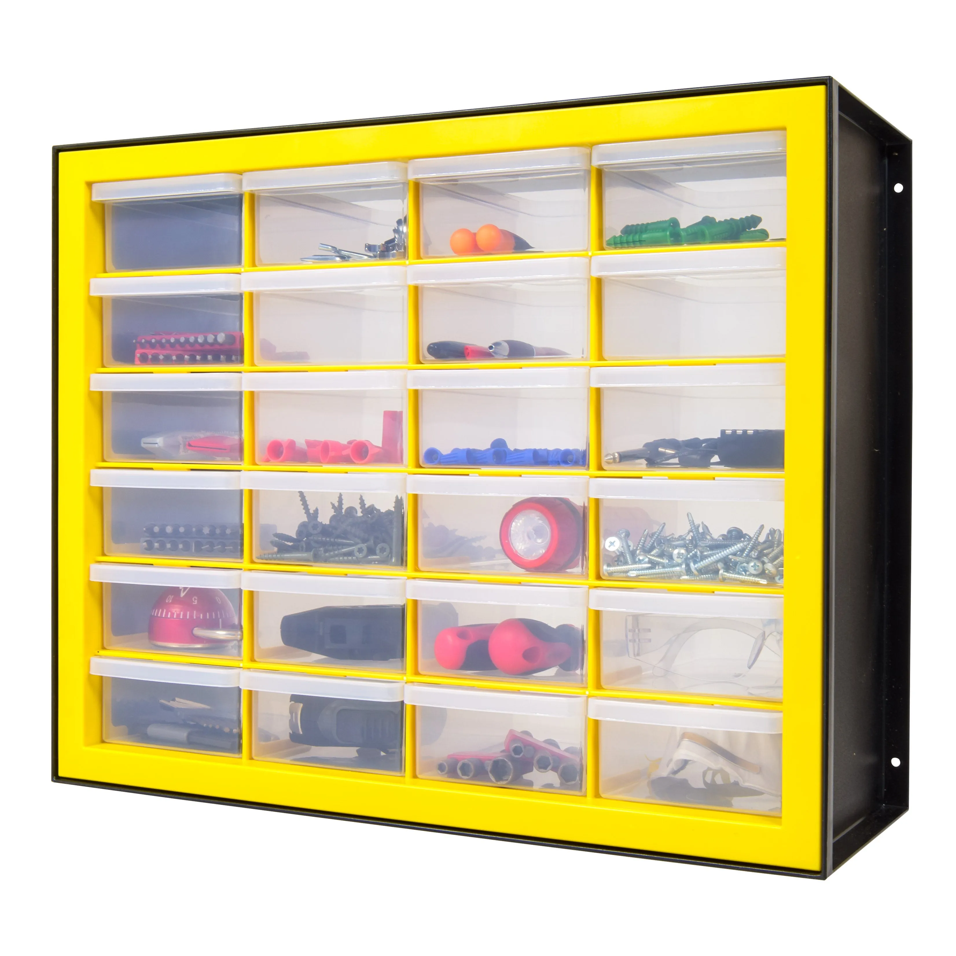 Drawer Parts Cabinet, Black/Yellow