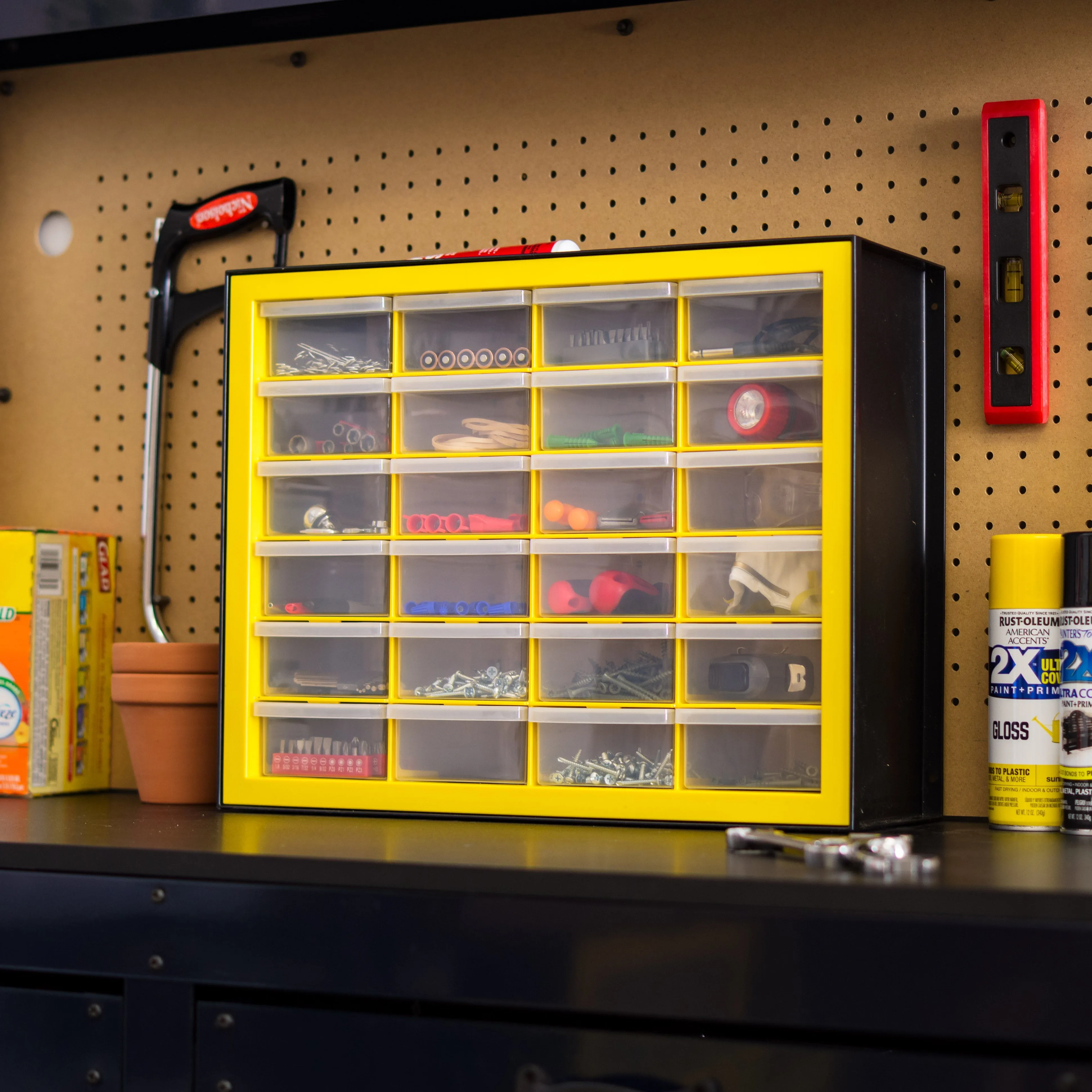 Drawer Parts Cabinet, Black/Yellow