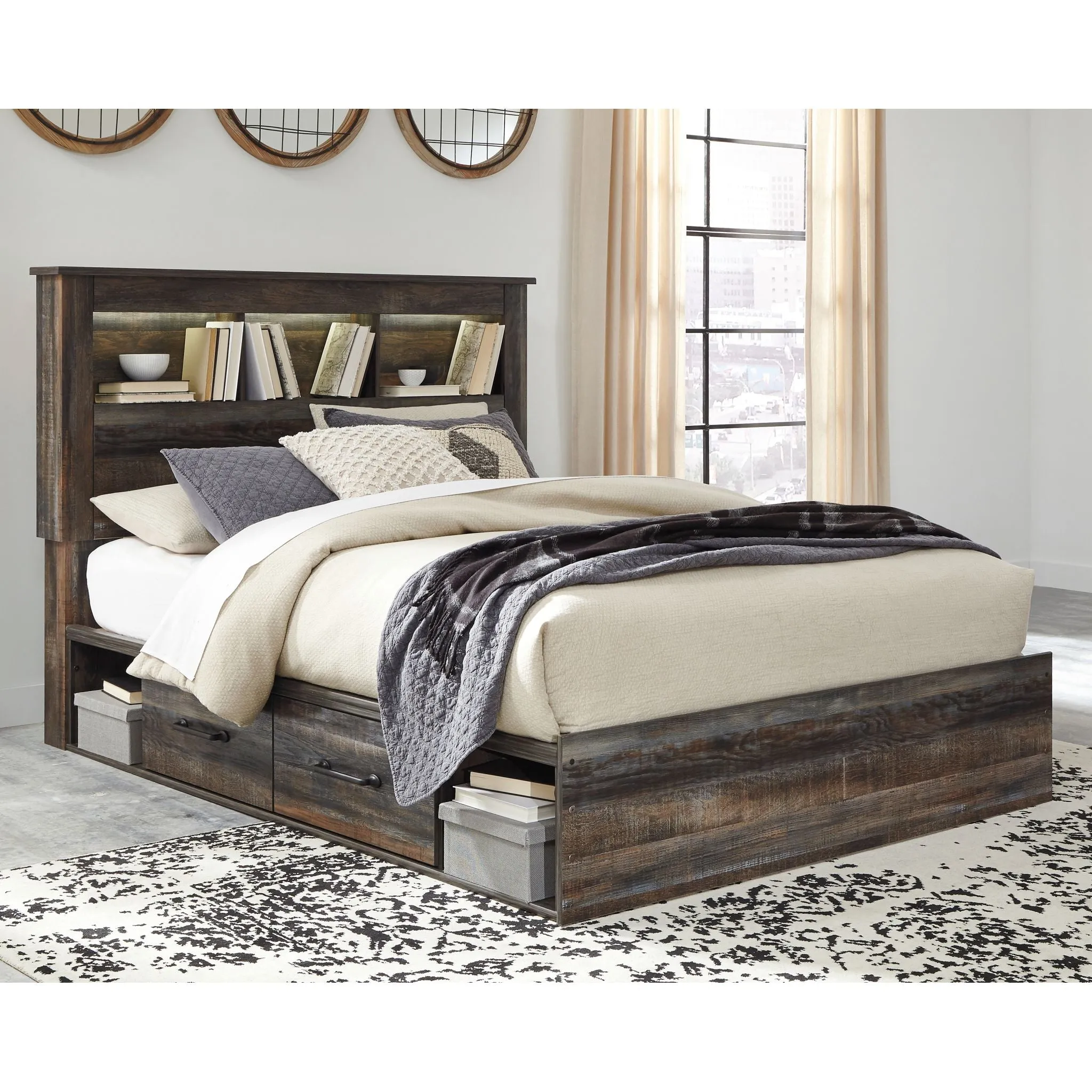 Drystan 5 Piece Bookcase Bed with 2 Drawer Storage Bedroom