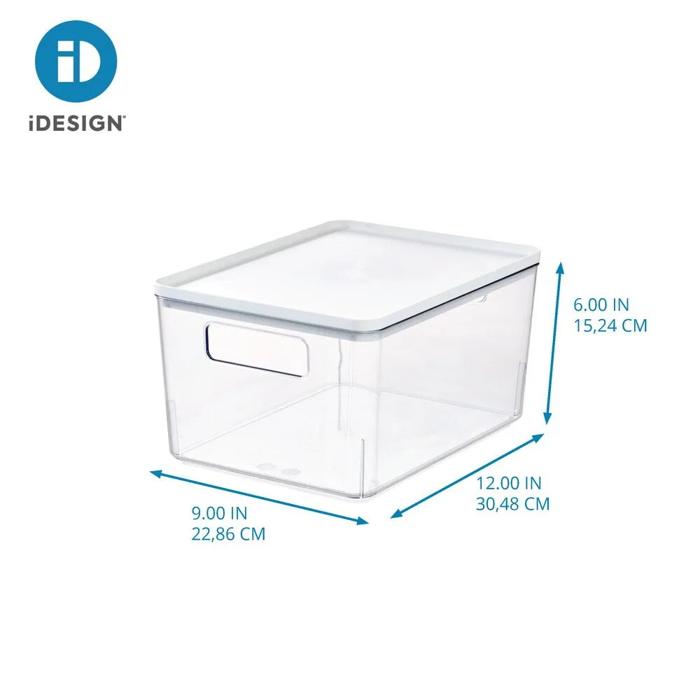 iDesign Large Lidded Bin Clear/Marshmallow