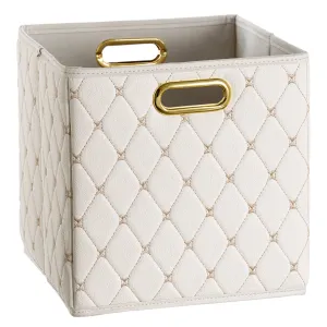 Leather Basket, Off-white (Wholesale)