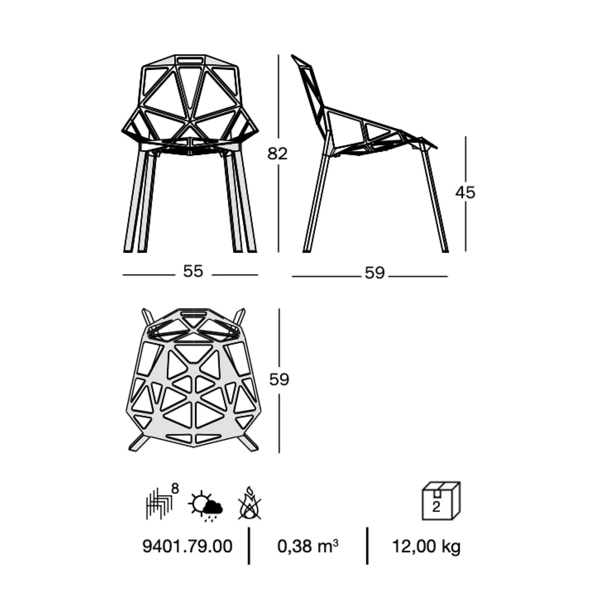 Magis Chair One Stacking Chair, Black