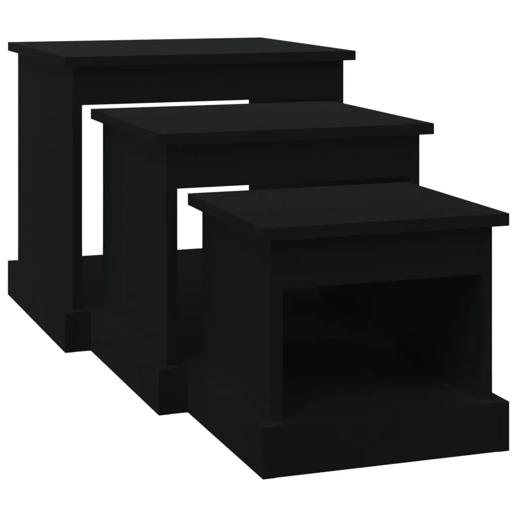 Nesting Tables 3 pcs Black Engineered Wood