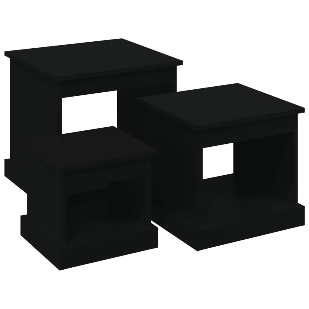 Nesting Tables 3 pcs Black Engineered Wood