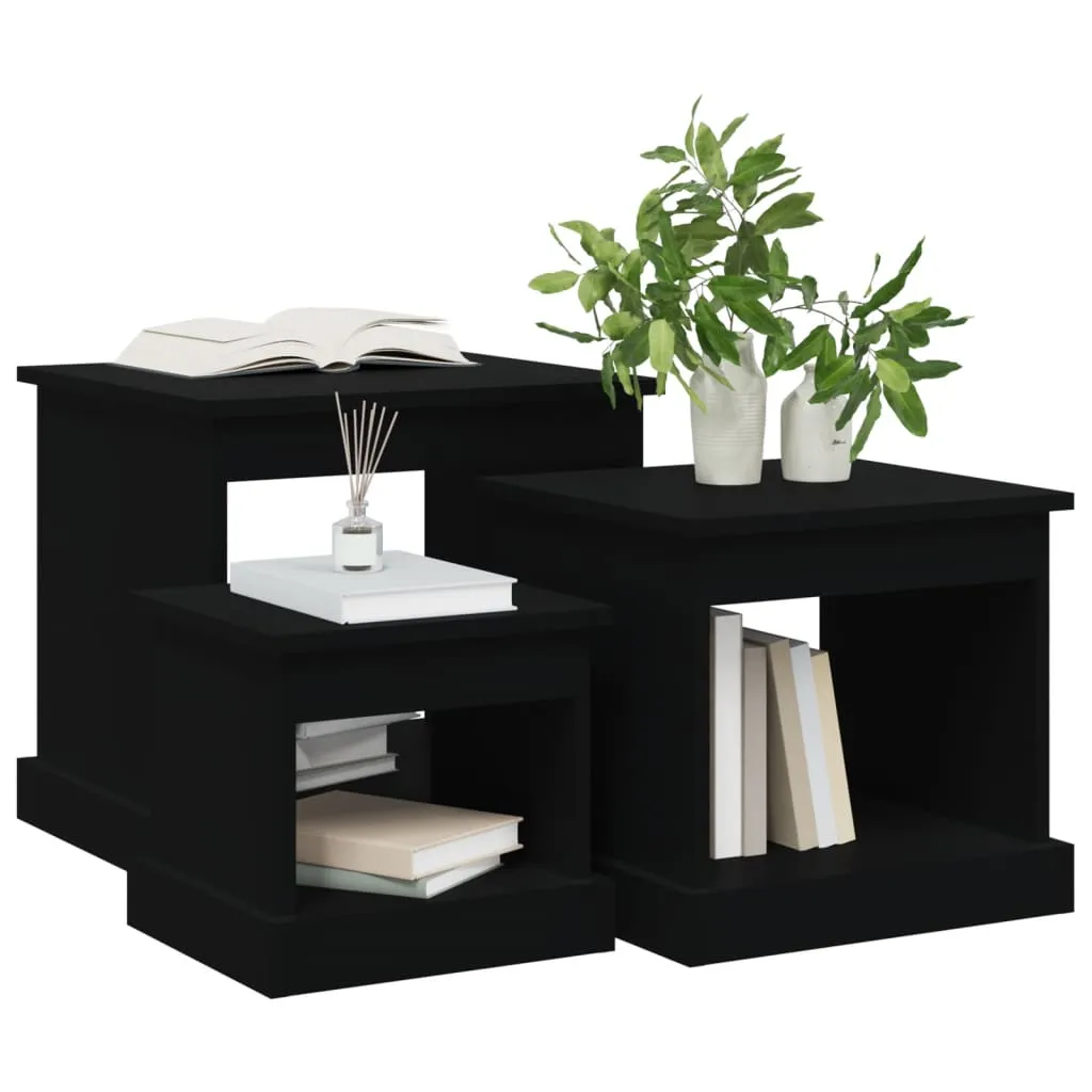 Nesting Tables 3 pcs Black Engineered Wood