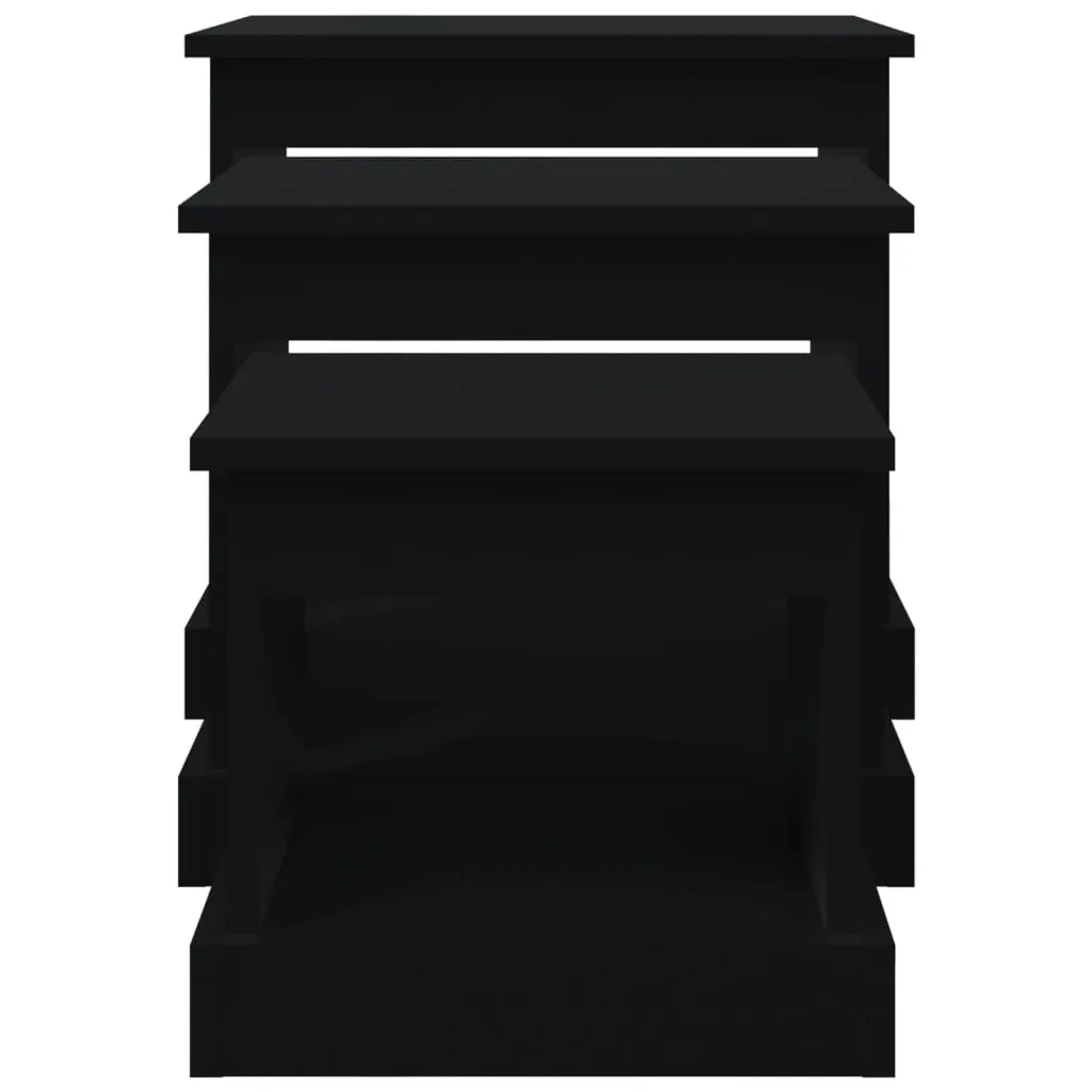 Nesting Tables 3 pcs Black Engineered Wood