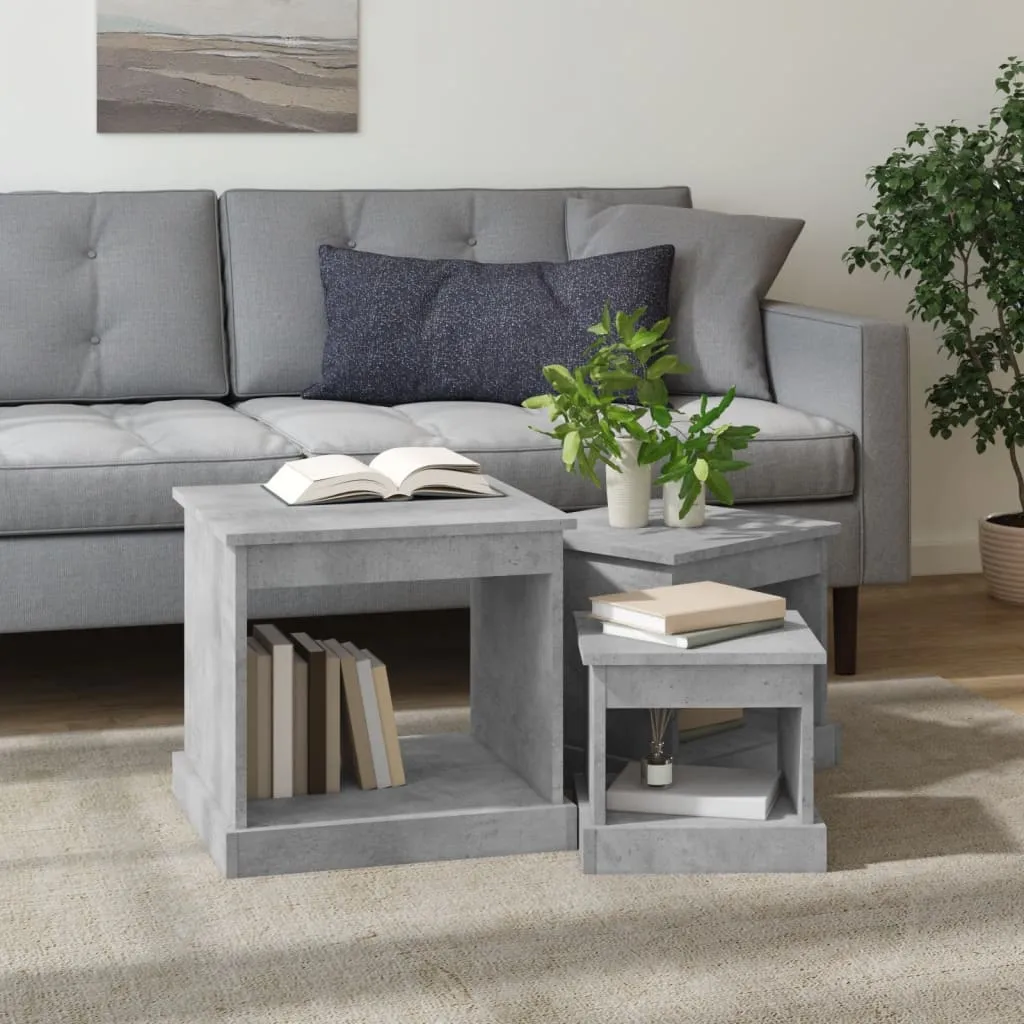 Nesting Tables 3 pcs Concrete Grey Engineered Wood