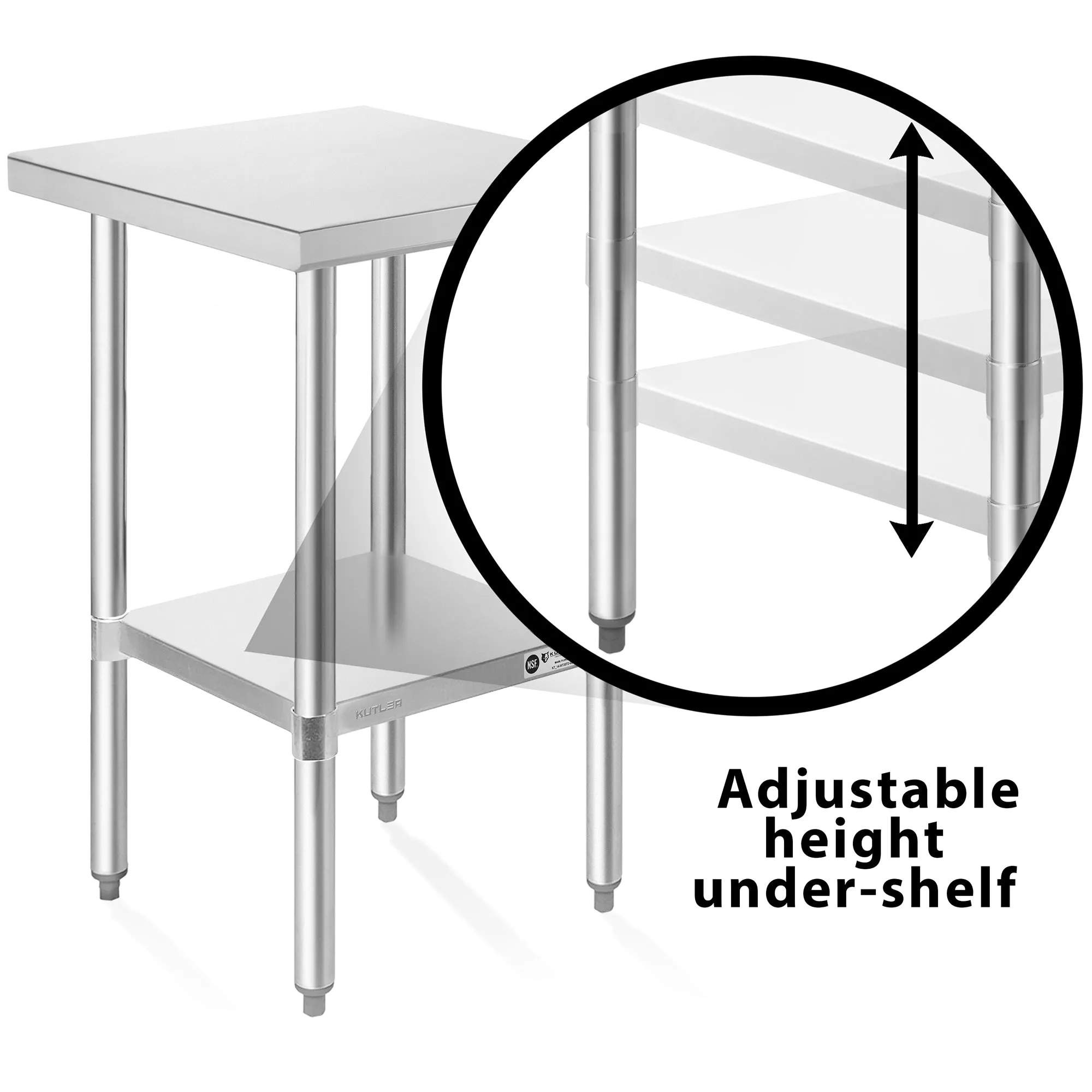 NSF Commercial Stainless Steel Table for Kitchen Prep & Work