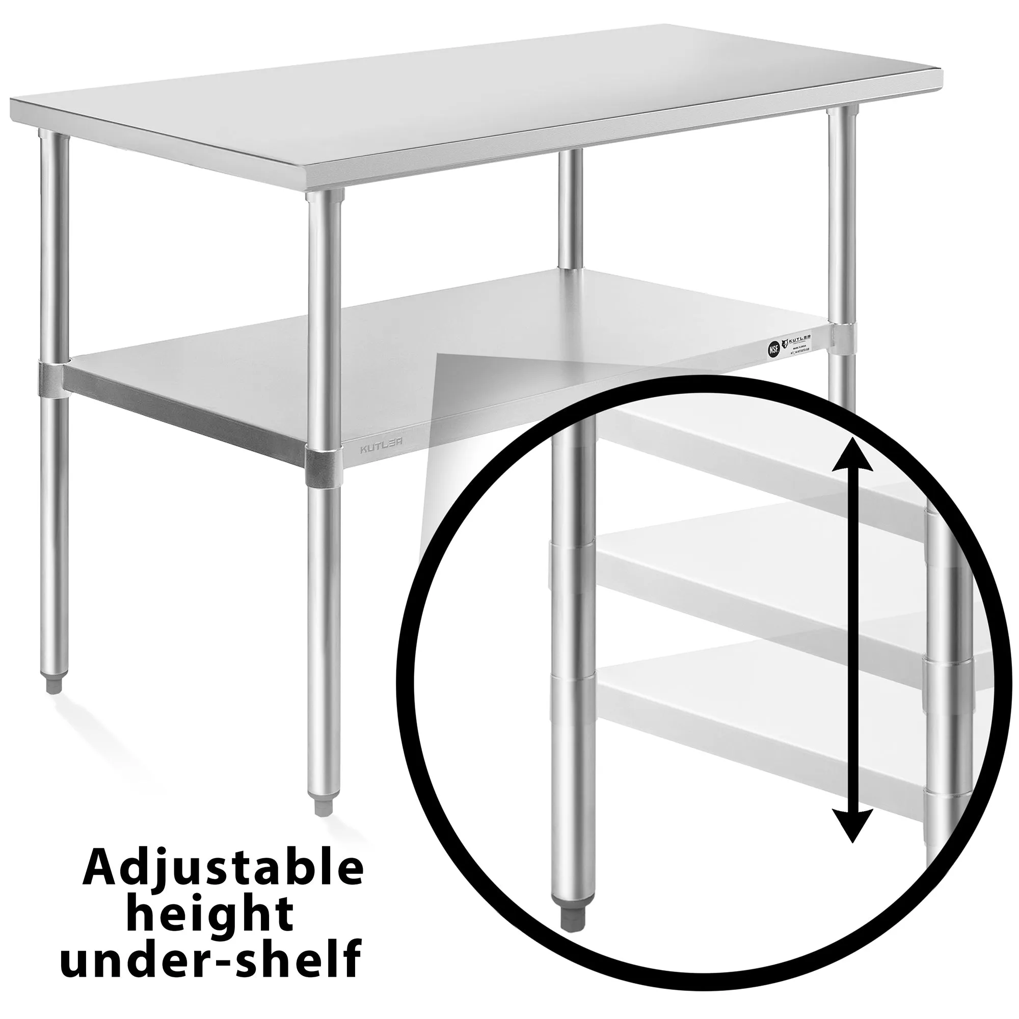 NSF Commercial Stainless Steel Table for Kitchen Prep & Work