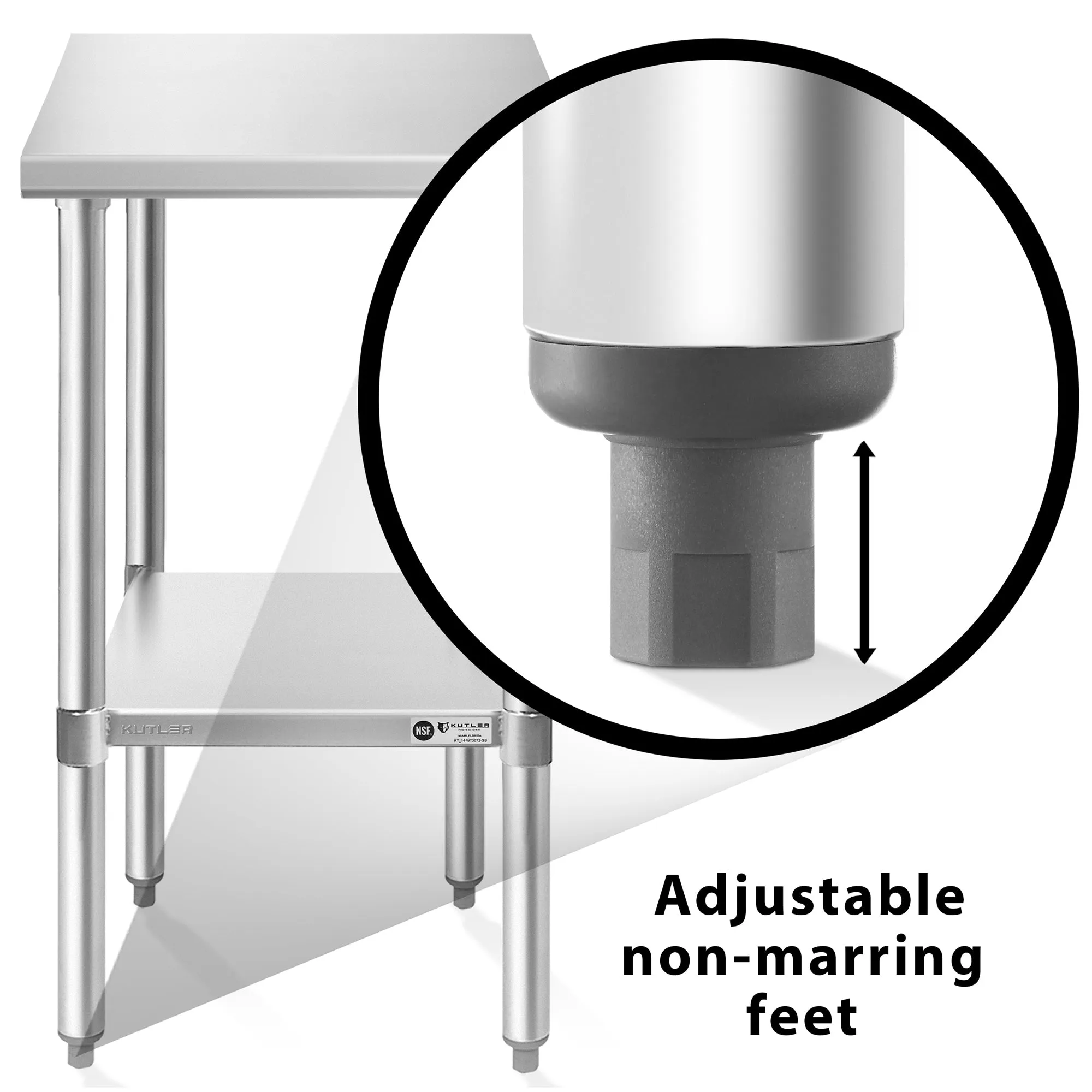 NSF Commercial Stainless Steel Table for Kitchen Prep & Work