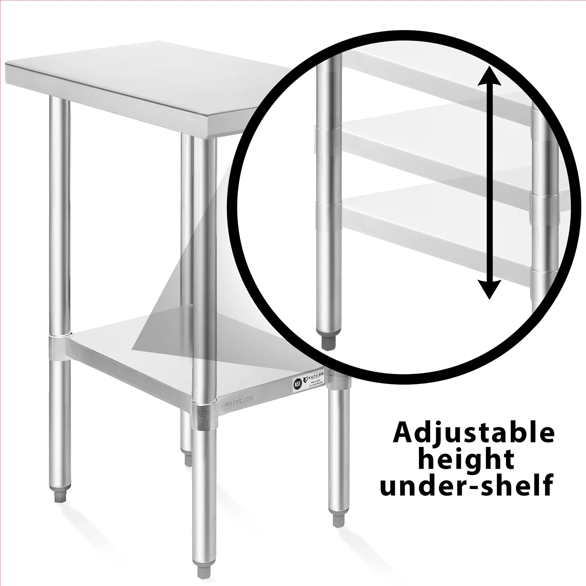 NSF Commercial Stainless Steel Table for Kitchen Prep & Work